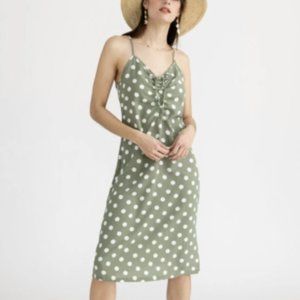 Petite Studio Green Polka Dot Midi Dress - Size XS